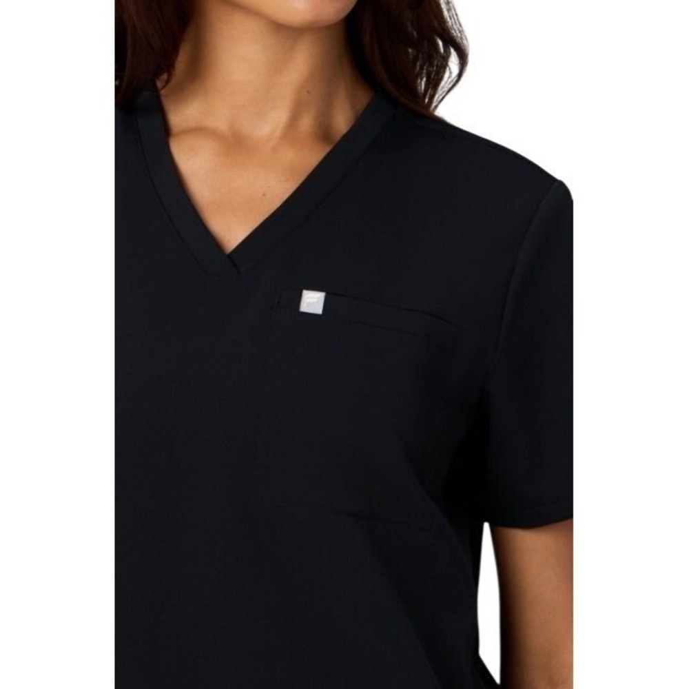 Fabletics Vital 1-Pocket Scrub Top Black Medium V-Neck Short Sleeve Active Scrub - Picture 3 of 5